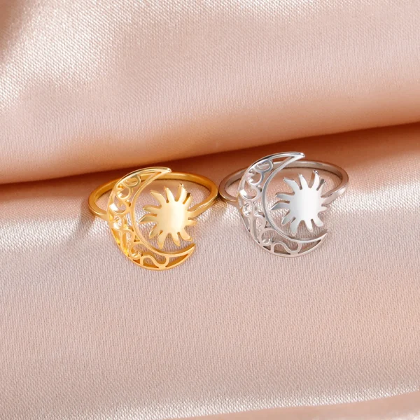 bague soleil en forme de croissant de lune pour… – Ailes d’Ange – Image 2