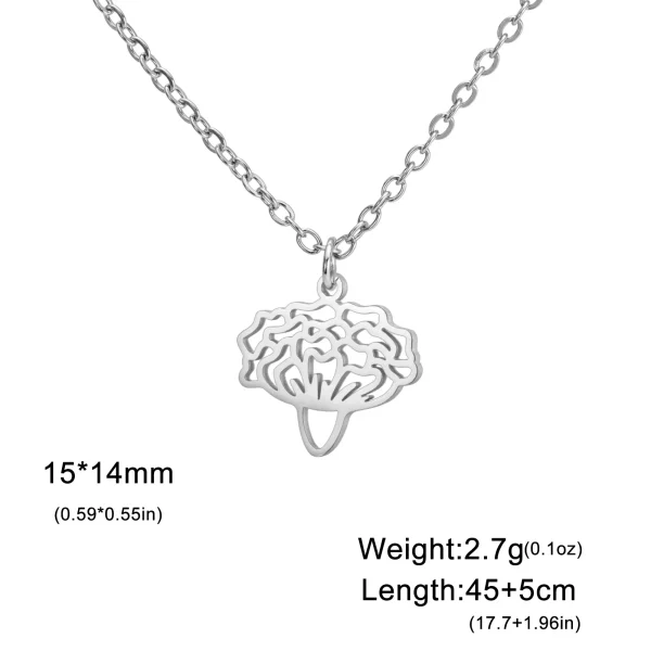 Collier pendentif fleurs pour femme, acier inoxydable,… – Ailes… – Image 30