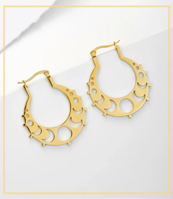 Boucles d'oreilles créoles en acier inoxydable Phase de… –… – Image 13