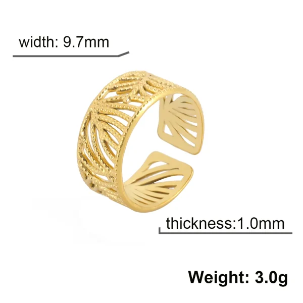 Bague Feuilles en Acier Inoxydable pour Femme, Anneaux… – Rune… – Image 7