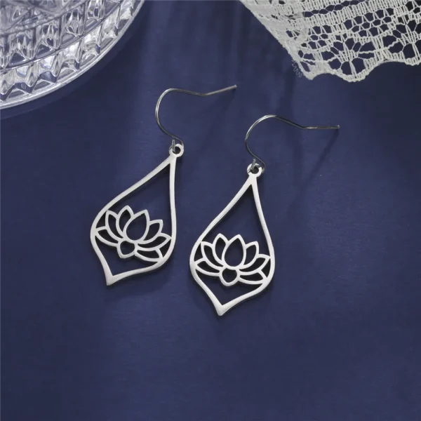 Lotus Dangle Earrings 2025 Stainless Steel Bohemian… – Ailes… – Image 21