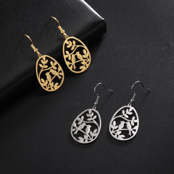 Boucles d'oreilles pendantes en acier inoxydable pour… – Chant… – Image 3