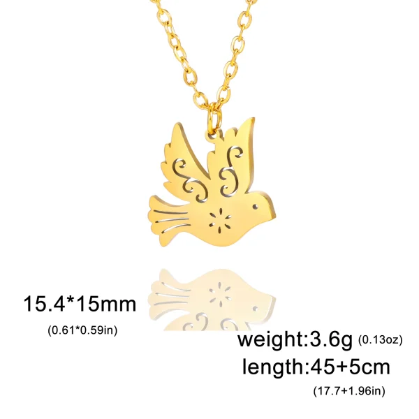 Collier pendentif pigeon colombe de la paix en acier… – Rune de… – Image 6