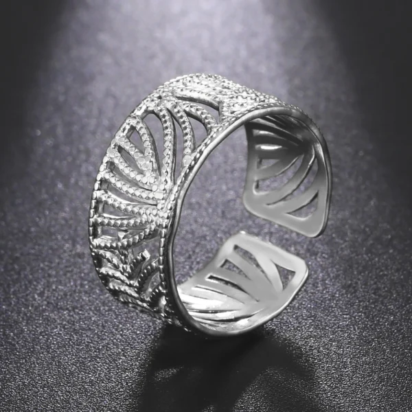 Bague Feuilles en Acier Inoxydable pour Femme, Anneaux… – Rune… – Image 15