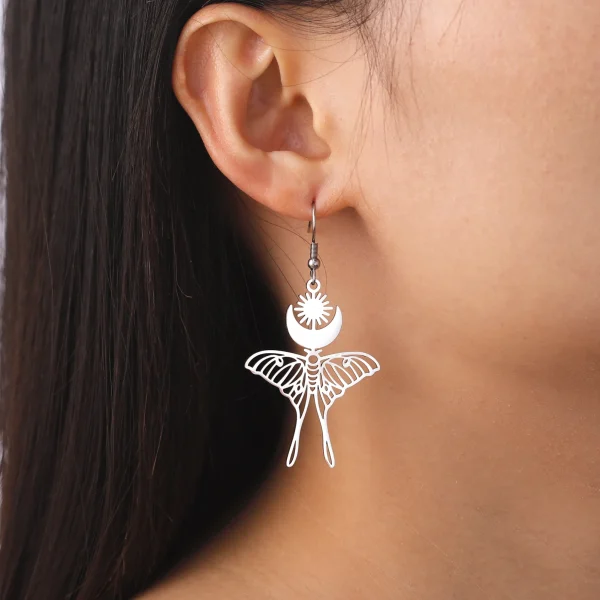 boucles d'oreilles lune soleil papillon pour femmes,… – Chant… – Image 2