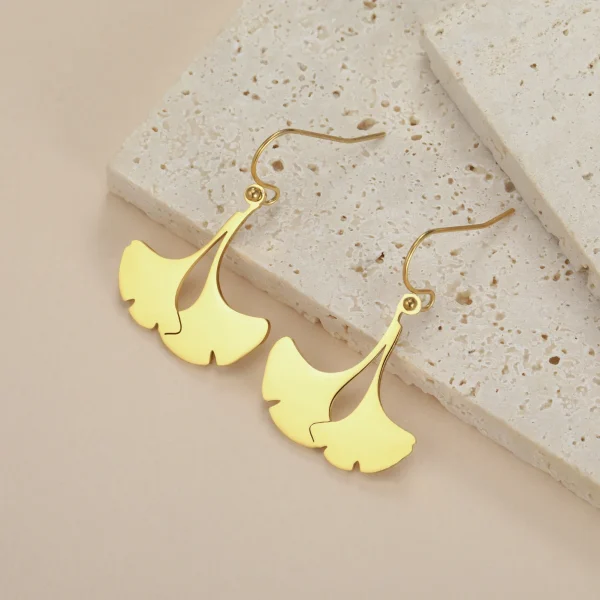 boucles d'oreilles pendantes en forme de feuille de… – Chant… – Image 2