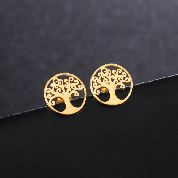 boucles d'oreilles arbre de vie en acier inoxydable,… – Ailes… – Image 13