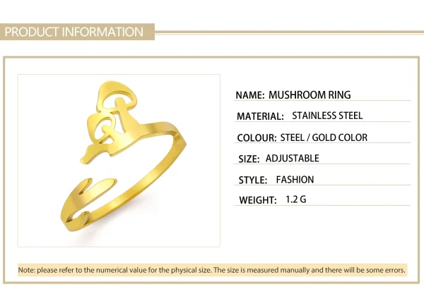 Cute Sweet Mushroom Rings Open Adjustable Women… – Rune de… – Image 10