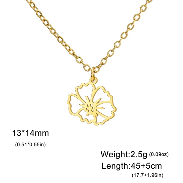 Collier pendentif fleurs pour femme, acier inoxydable,… – Ailes… – Image 27
