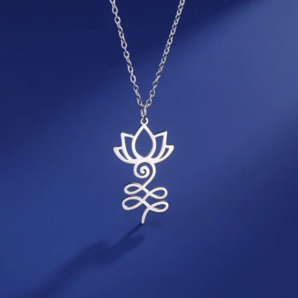 fleur de Lotus Yoga Om Unalome pendentif collier en… – Éclat…