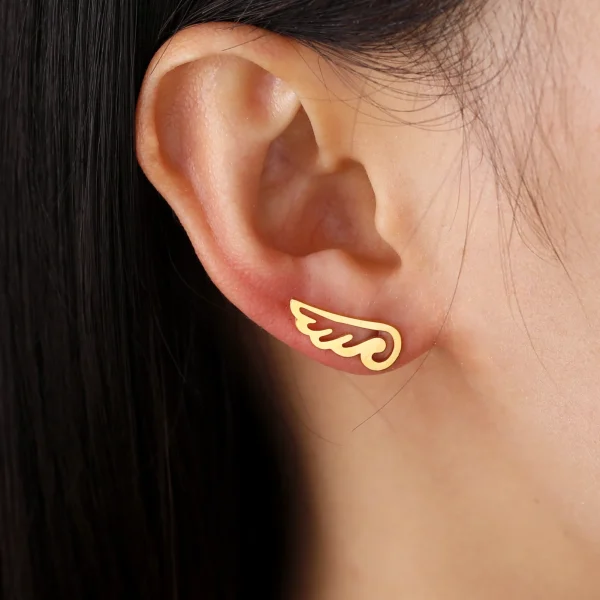 Boucles d'Oreilles Ailes d'Ange en Acier Inoxydable pour… –… – Image 2