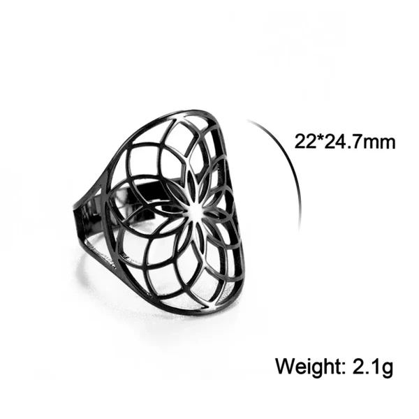 Bague Géométrique Sacrée Fleur de Vie pour Femme, Acier… –… – Image 32