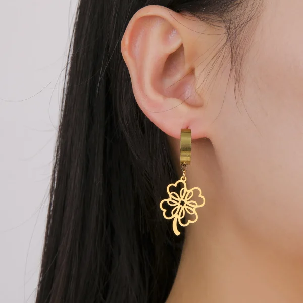 Boucles d'oreilles pendantes Everver à quatre feuilles… – Éclat… – Image 6