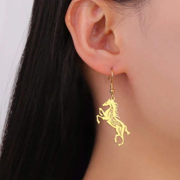 boucles d'oreilles cheval exquises pour femmes, en… – Ailes… – Image 13