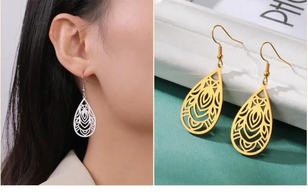 Boucles d'oreilles bohème en acier inoxydable pour… – Ailes… – Image 30