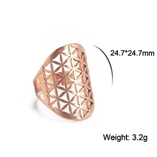 Bague Géométrique Sacrée Fleur de Vie pour Femme, Acier… –… – Image 20