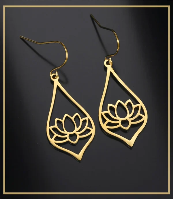 Lotus Dangle Earrings 2025 Stainless Steel Bohemian… – Ailes… – Image 17