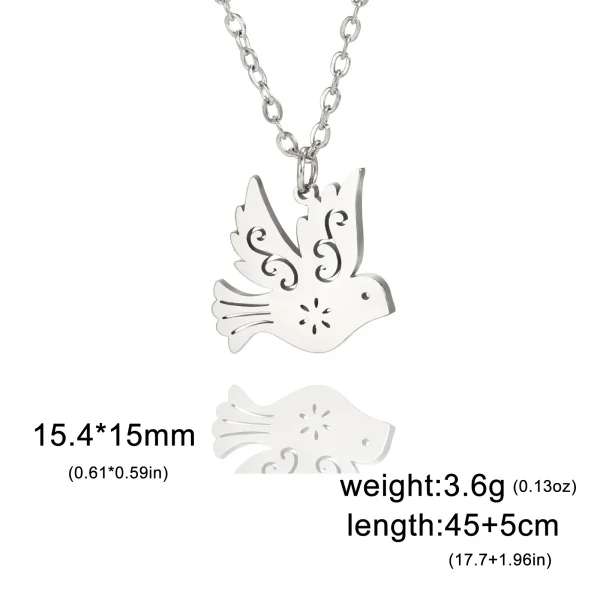 Collier pendentif pigeon colombe de la paix en acier… – Rune de… – Image 7