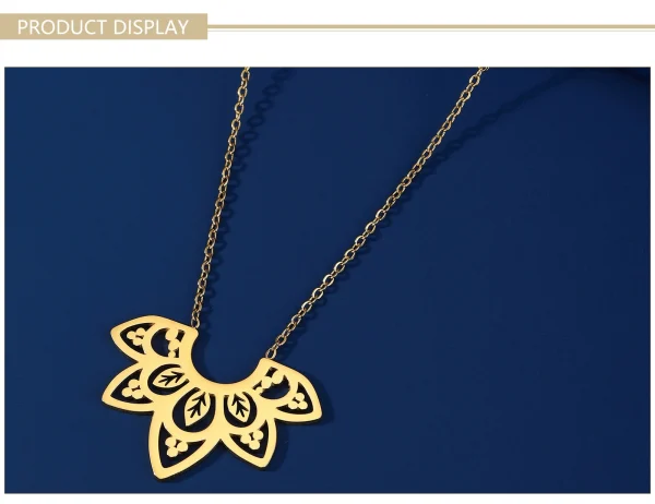 collier avec pendentif fleur de Lotus pour femmes, en… – Éclat… – Image 13