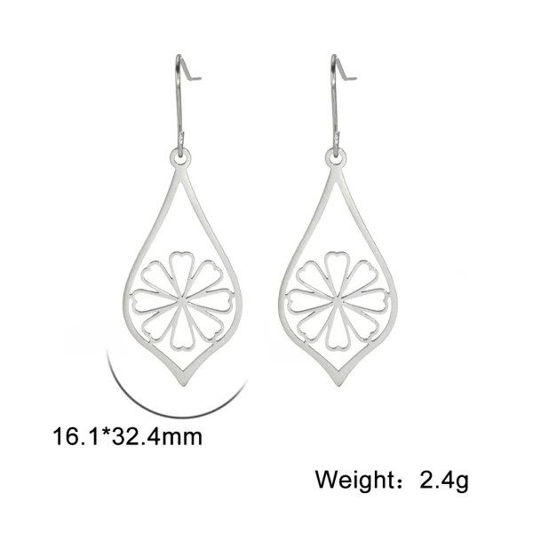 Lotus Dangle Earrings 2025 Stainless Steel Bohemian… – Ailes… – Image 9