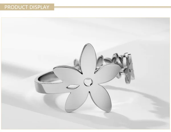 Women Korea Flower Ring Stainless Steel Gold Color Boho… – Rune… – Image 15