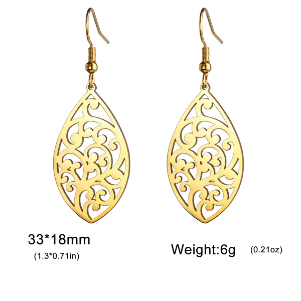 Boucles d'oreilles bohème en acier inoxydable pour… – Ailes… – Image 14