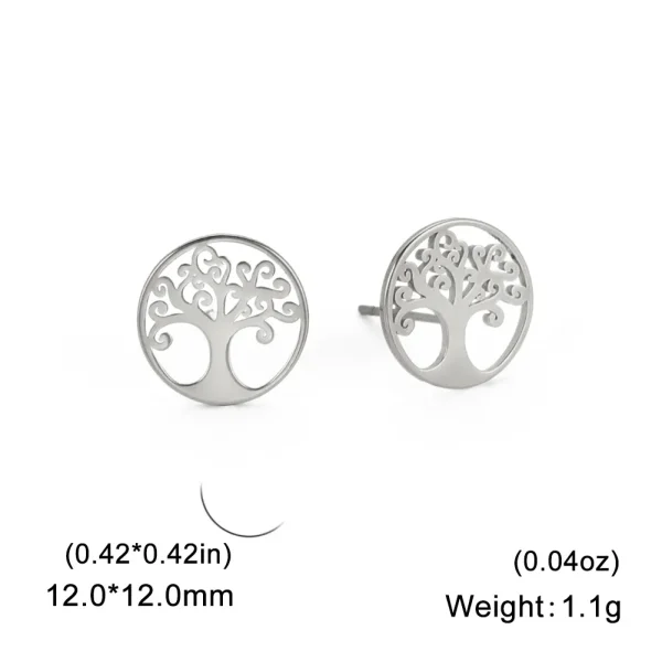 boucles d'oreilles arbre de vie en acier inoxydable,… – Ailes… – Image 7
