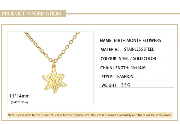 Collier pendentif fleurs pour femme, acier inoxydable,… – Ailes… – Image 33
