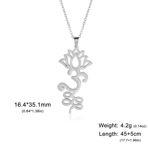 fleur de Lotus Yoga Om Unalome pendentif collier en… – Éclat… – Image 14