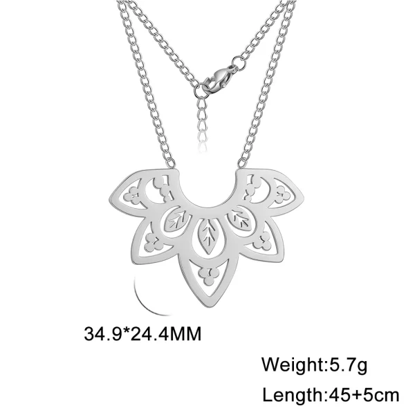 collier avec pendentif fleur de Lotus pour femmes, en… – Éclat… – Image 7