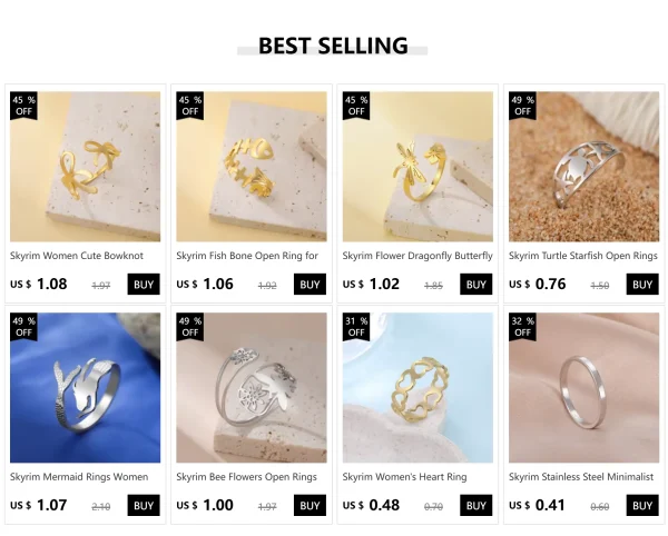 Bague ouverte géométrique en spirale Bagues larges réglables en… – Image 8