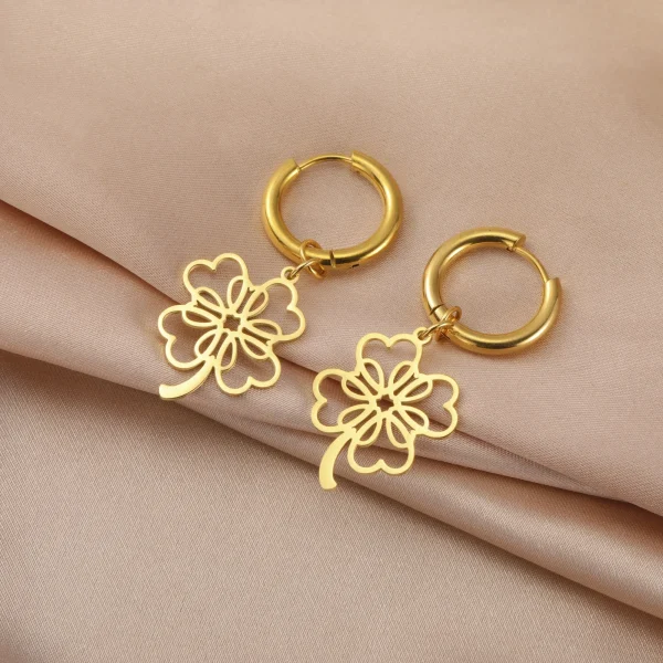 Boucles d'oreilles pendantes Everver à quatre feuilles… – Éclat… – Image 3
