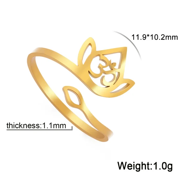 2025 Vintage Lotus Flower Rings Women Stainless Steel… – Rune… – Image 7
