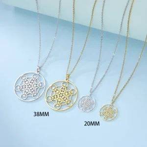 collier Cube d'ange sceau archange Metatron, en acier… – Lueur…
