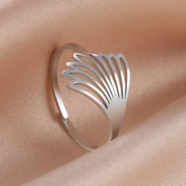 Bague en Acier Inoxydable avec Aile de Plume pour Femme,… –… – Image 17
