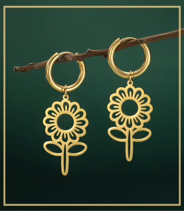 Boucles d'oreilles pendantes de fleurs mignonnes pour… – Chant… – Image 9
