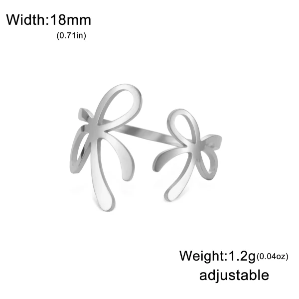 bagues ouvertes à nœud papillon pour femmes, en acier… – Chant… – Image 8