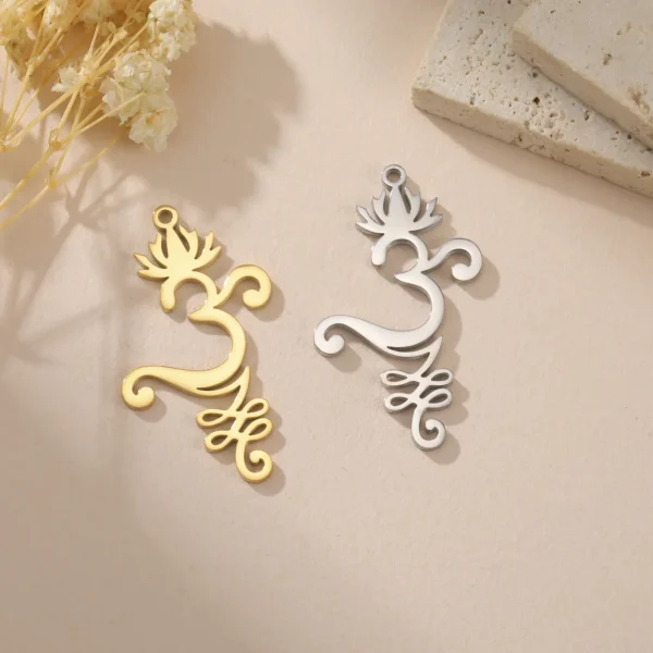 3 pièces/lot Unalome fleur de Lotus collier boucle d'oreille… – Image 3