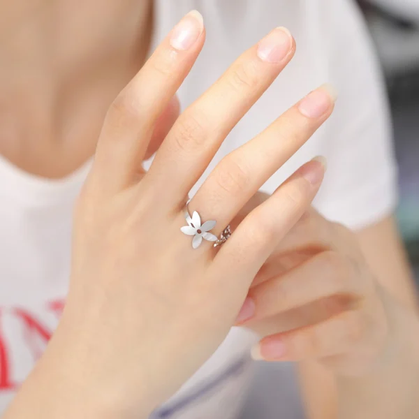 Women Korea Flower Ring Stainless Steel Gold Color Boho… – Rune… – Image 17