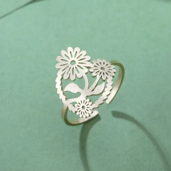 Destroy AndrFlower-Bagues ouvertes réglables pour… – Ailes… – Image 15