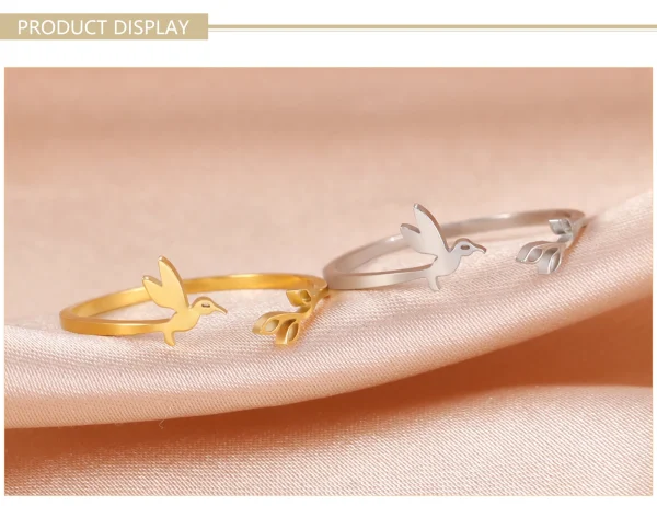 Bague Ouverte Arbre Feuilles et Oiseau pour Femme,… – Rune de… – Image 15