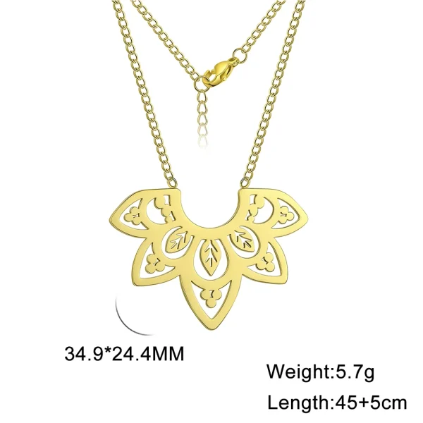 collier avec pendentif fleur de Lotus pour femmes, en… – Éclat… – Image 8