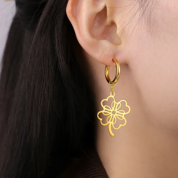 Boucles d'oreilles pendantes Everver à quatre feuilles… – Éclat… – Image 5
