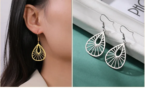 Boucles d'oreilles bohème en acier inoxydable pour… – Ailes… – Image 36