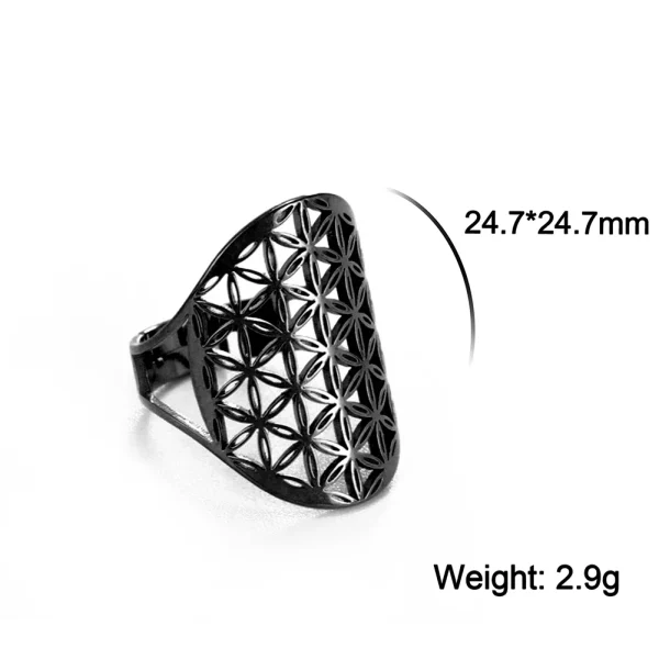 Bague Géométrique Sacrée Fleur de Vie pour Femme, Acier… –… – Image 31