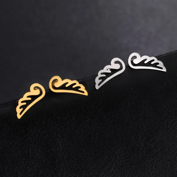Boucles d'Oreilles Ailes d'Ange en Acier Inoxydable pour… –… – Image 3