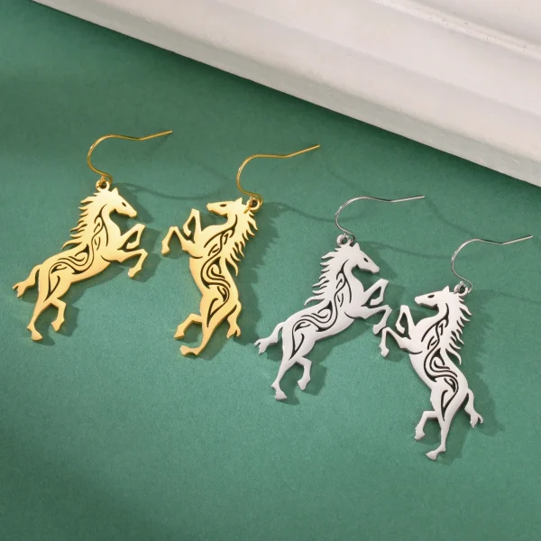boucles d'oreilles cheval exquises pour femmes, en… – Ailes… – Image 5
