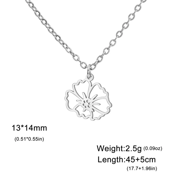 Collier pendentif fleurs pour femme, acier inoxydable,… – Ailes… – Image 28
