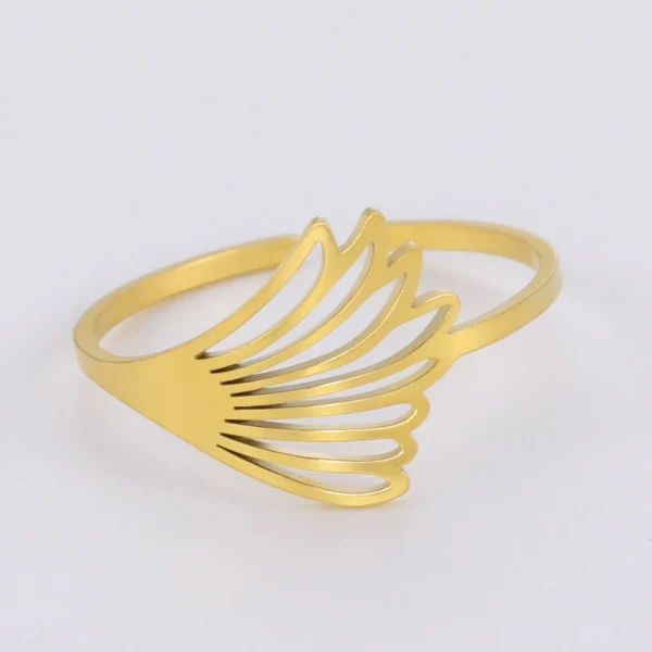 Bague en Acier Inoxydable avec Aile de Plume pour Femme,… –… – Image 16