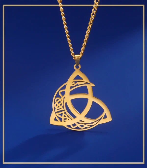ingsIrish Celtics Noeud Lune Pendentif Collier pour… – Lueur… – Image 12